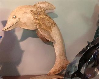 Dolphin sculpture from India unsigned
