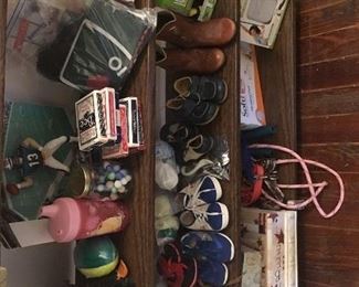 exercise items, games, baby shoes  
