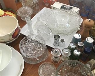 salt and peppers, platters, bowls