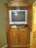 Oak corner cabinet- top for TV