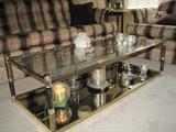 Brass, glass and mirrored coffee table