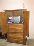 Large armoire open for tv on top with 4 drawers