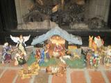 Thomas Kinkade lighted Hawthorne Village Nativity Set- over 14 pieces with custom foam cases- never used