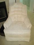 White upholstered club chair
