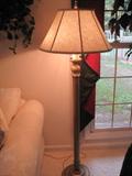 Floor lamp with 2 60 watt lights & square lamp shade