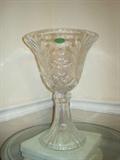 Imperial lead crystal cut vase w/matching vase on dining table