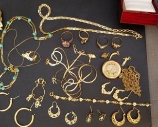 assorted gold jewelry