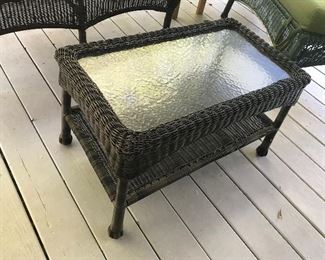 Glass Top Resin Wicker Coffee Table  $ 38.00