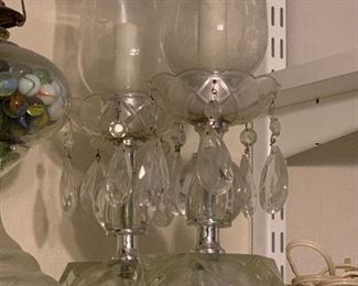vintage luster/hurricane lamp electric 