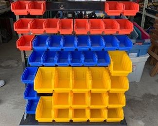 stand up parts display with bins 