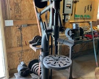 early B.F. Barne Co. manufacturing belt driven drill press in working condition. Dates either late 1890's or early 1900