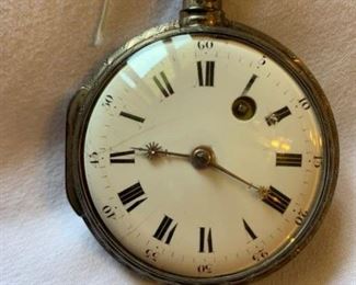 antique Made in France pocket watch with porcelain dial