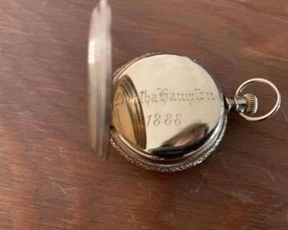 antique Waltham hunter case pocket watch. Marked 14K gold. Dated 1888