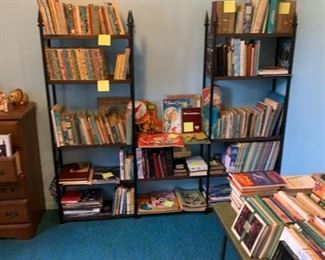 Many vintage children's books...vintage puzzles...coloring books..vintage sports memorabilia..travel books..bibles..books shelves..gardening books..cook books..etc.