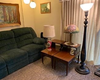antique lamps..end tables..couch