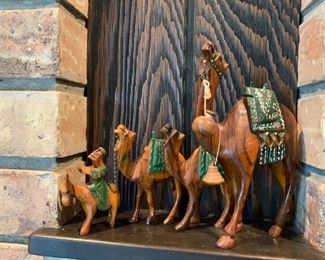 Carved wood camels