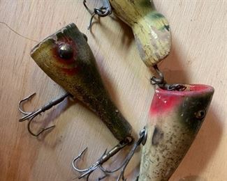 Vintage fishing lures...one with glass eyes