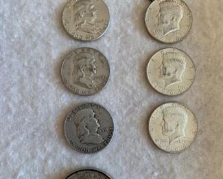 antique coin silver liberty dollars and silver Kennedy half dollars and other coin..Walking Liberty
