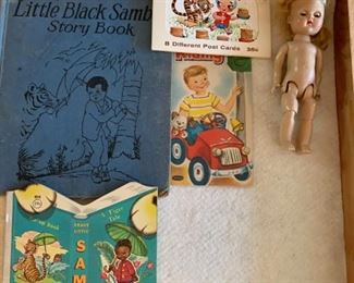 vintage Little Black Sambo books and post cards..vogue doll-Ginny..