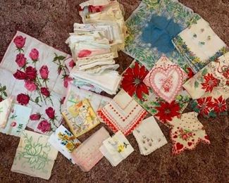 vintage handkerchiefs to include Christmas and two children's hankies