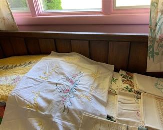 retro headboard with frame and box spring and mattress