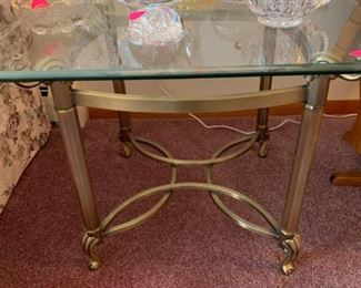 one of 4 beveled glass top and metal tables