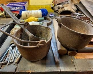A.L. Swett iron works melting pot and ladle