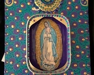 Our Lady of Guadelupe in colorful tin. Excellent condition.