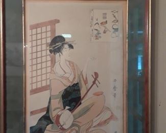 Geisha with lute. Interesting example