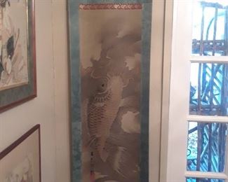 Scroll featuring a large koi.