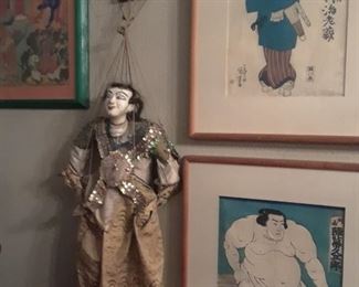 Lower right: Sumo wrestler Ajina, Jinmaku Kyugoro, by Utagawa Kuniaki the Second