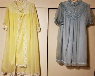 Vintage peignoir nightgown/robe sets.   So Carol Brady, Right?
