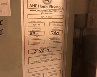 Specs on elevator