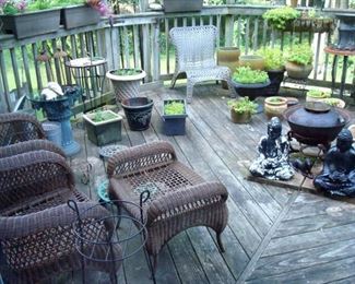 Additional view of patio and sale items.