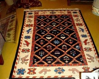 Turkish Kelim hand knotted wool rug.