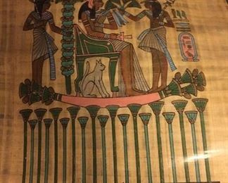 (4) Various Egyptain Paintings on Papyrus Paper