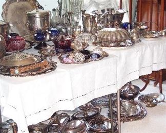 TONS Vintage Silver plate and crystal