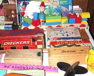 Vintage Dominoes, Wood Toys, Games, and misc.