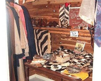 Men's clothing, shoes and boots, LOTS fur inc. zebra and antelope, Vintage Zebra boots and belts, lots unusual items