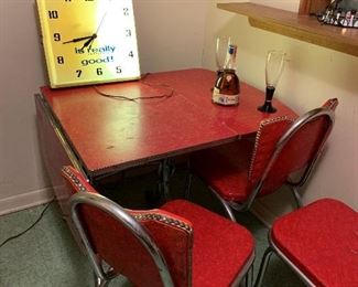 Retro Red Formica Table with Matching Vinyl Chairs