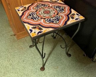 Catalina Island Tile Top Table with Wrought Iron Base