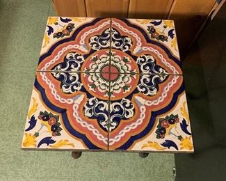 Catalina Island Tile Top Table with Wrought Iron Base