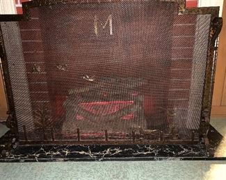 Antique Metal Fire Screen With Hunting Scene