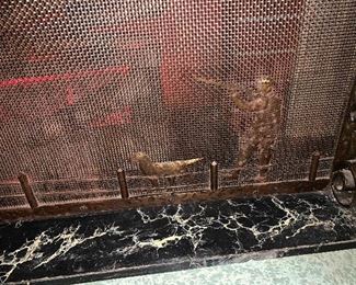 Antique Metal Fire Screen With Hunting Scene