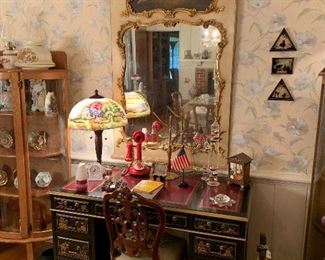 Large Vintage Italy Decorative Painted Panel Mirror