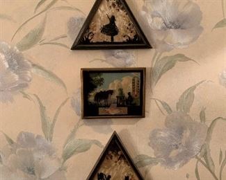 Antique Silhouette Painted Glass Art