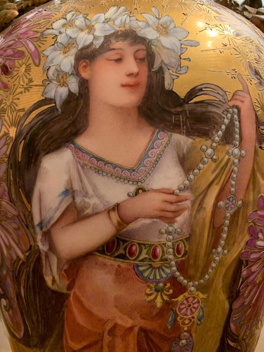 1800's Art Nouveau Sevres Lidded Porcelain and Bronze Vase Signed