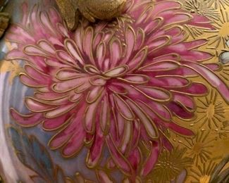 1800's Art Nouveau Sevres Lidded Porcelain and Bronze Vase Signed