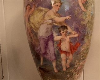 Antique Signed Sevres France Putti Bronze and Porcelain Lidded Vase