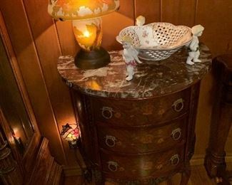 Marble Topped Half Moon Table